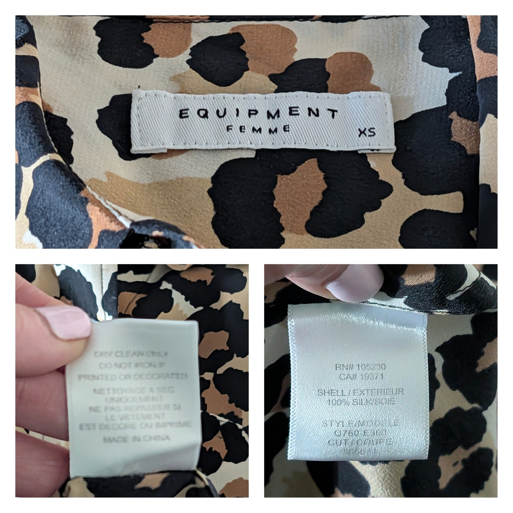 Equipment Black and Brown Animal Print Blouse - Picture 4 of 4